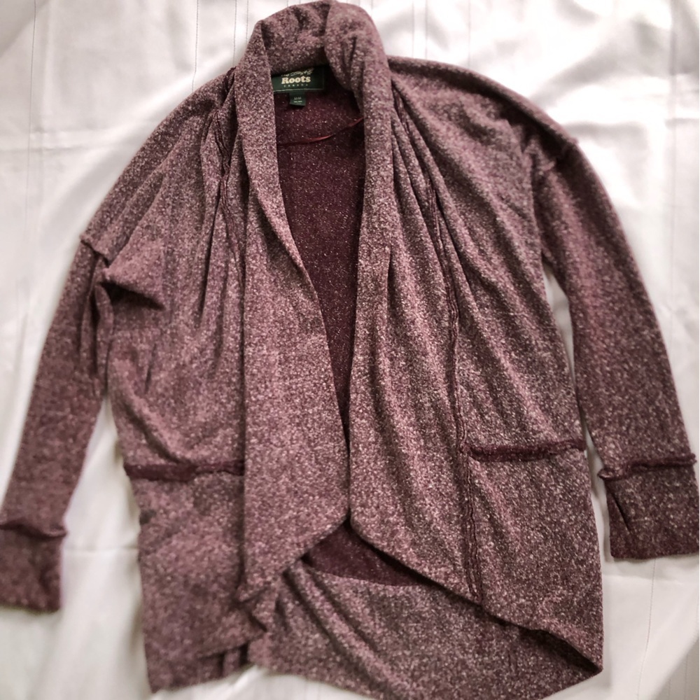 Roots Marled Plum Open-Front Cardigan